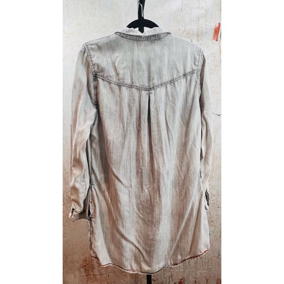 Maurices Sz Large Casual V Neck Long Sleeved Thin Knit Tunic Gray Acid Washed - Picture 3 of 5